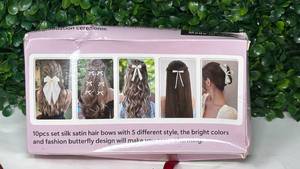 lot 148 image: HADUREKI 10pcs Silk Satin Hair Bows Set - Retail $0