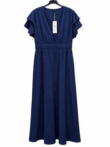 lot 158 image: Navy Blue Ruffle Short Sleeve Maxi Dress Size XL - Retail $0
