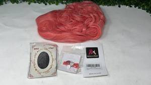 lot 159 image: miss u hair Party Cosplay Wig Red Wavy with Wig Cap and Jewelry - Retail $0