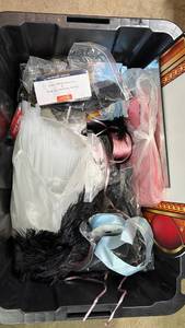 lot 172 image: Mixed Craft and Party Supply Lot in Tote �� Ribbon Floral Stems Corner Protectors - Retail $0