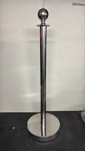 lot 188 image: Chrome Stanchion Post with Sphere Top and Round Base - Retail $0