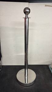 lot 189 image: Polished Metal Stanchion Post with Ball Top and Round Base - Retail $0
