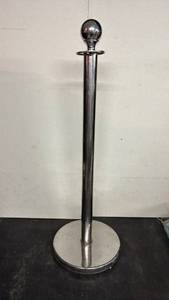 lot 191 image: Chrome Ball Top Stanchion Post with Round Base - Retail $0