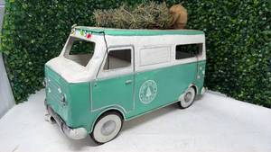 lot 199 image: Decorative Miniature Camper Van Model Turquoise White - Retail $0