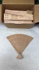 lot 202 image: Wooden Folding Fan with Pierced Decoration Lot - Retail $0