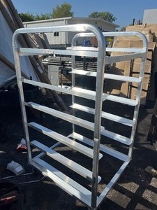 lot 7 image: Professional Quality XL Aluminum Wheeled Tray Cart - Sm Dent - 5 Tray - Approx. 5.5H x 3W x 4Depth