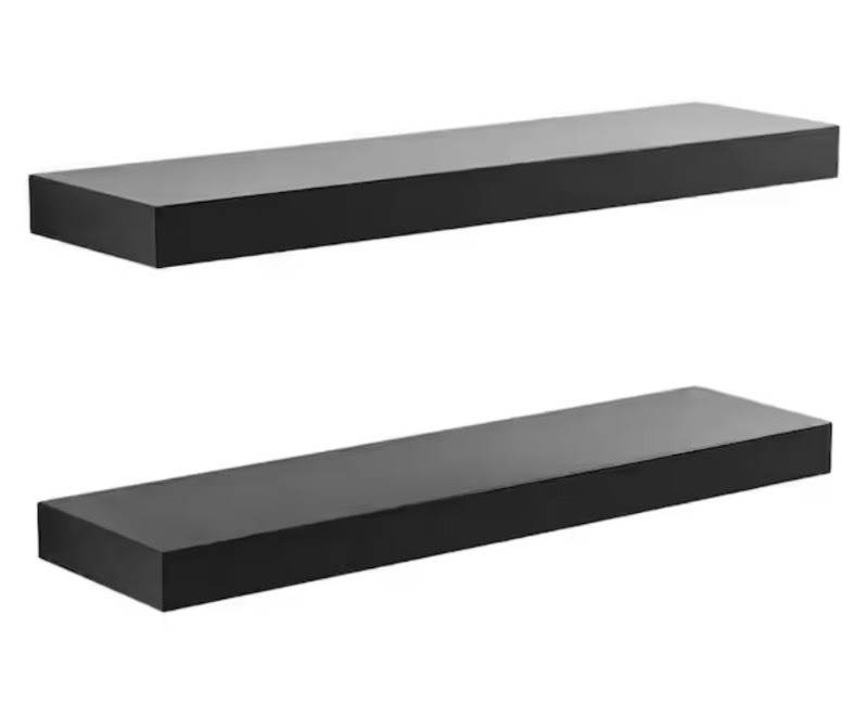 lot 6 image: 23 in. W Black Floating Shelves with Invisible Brackets Set of 2