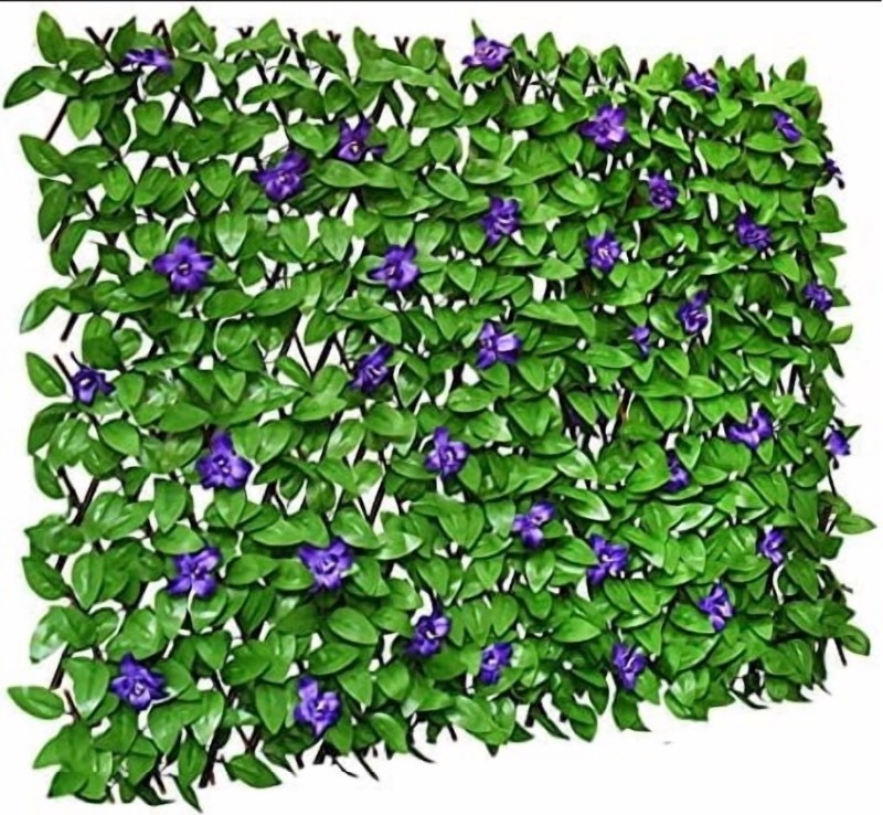 lot 27 image: Faux Leaves & Purple Flower Privacy Screen 48 x 6