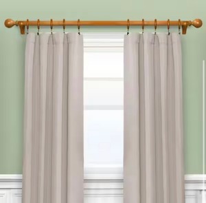 lot 127 image: 2 Mix and Match 6 ft.(2-Pieces 3 ft.) 1-38 in. Non-Telescoping Single Curtain Rod with Reeded Wood in Heritage Oak - poles only - attachments sold separately
