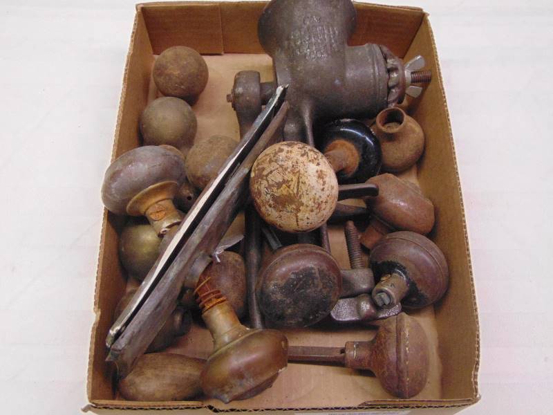 lot 2138 image: Door Knobs & Meat Grinder