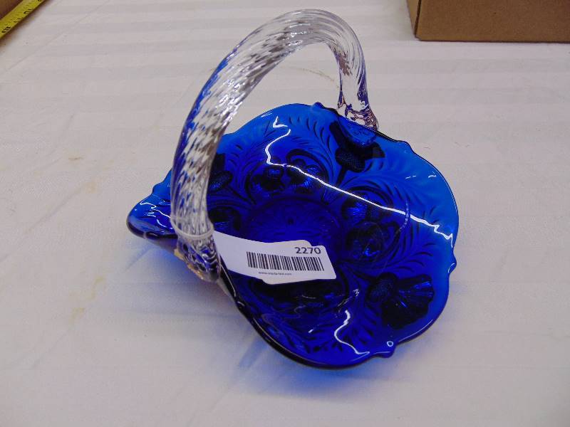 lot 2270 image: Blue Glass Basket