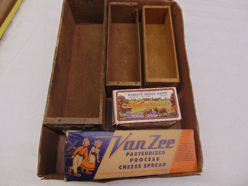 lot 2302 image: Cheese & Butter Wood Box Lot