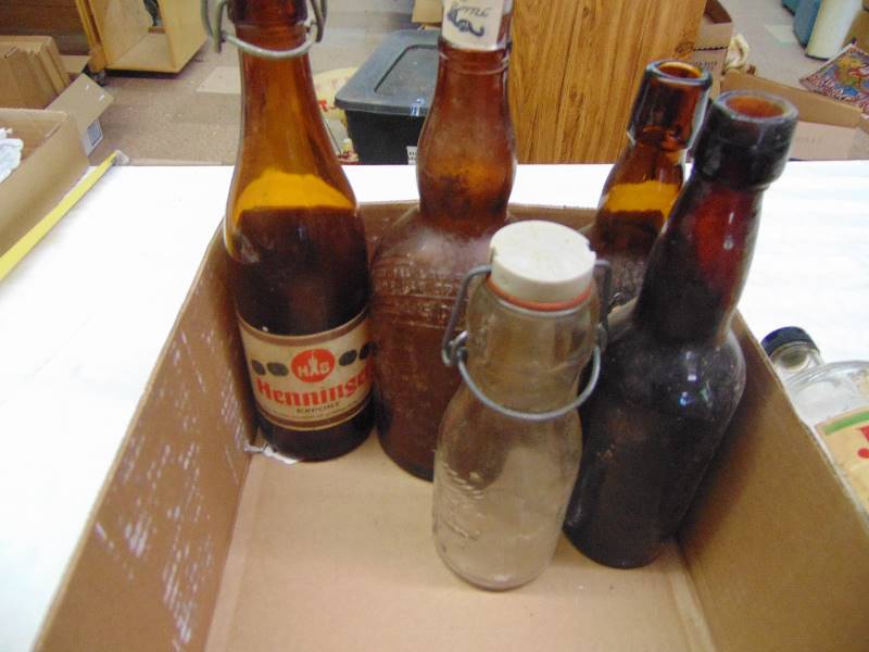 lot 2324 image: Misc. Glass Bottles & Tins
