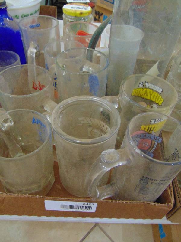 lot 2423 image: Glass Mugs & Pitcher
