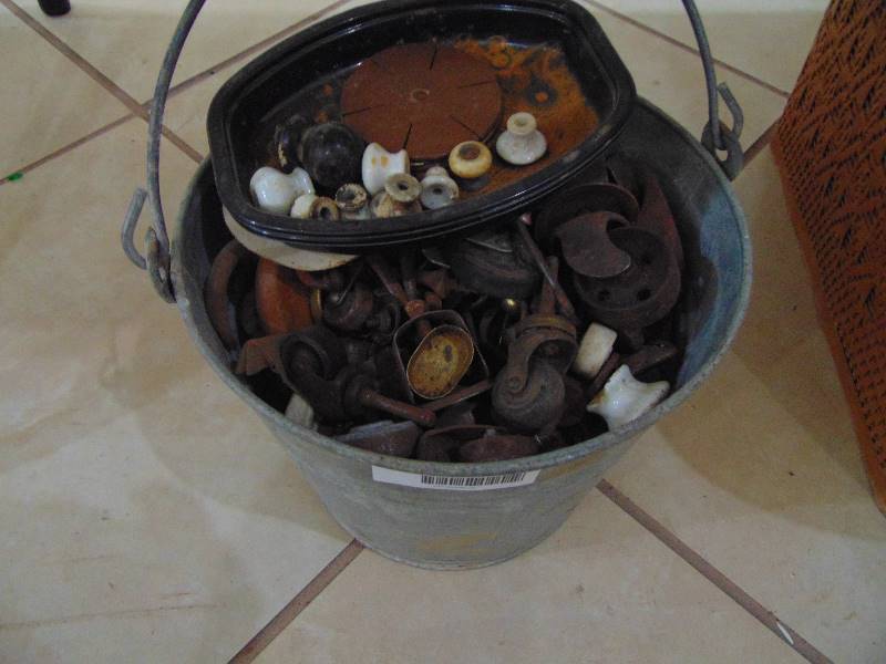 lot 2436 image: Bucket of Assorted Casters