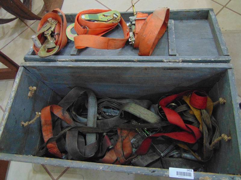 lot 2453 image: Wood Chest of Straps, etc.