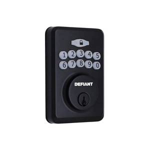 lot 116 image: Defiant Radius Matte Black Single Cylinder Electronic Keypad Deadbolt - Retail $43