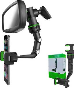 lot 121 image: Rearview Mirror Phone Holder for Car, 360° Rotatable and Retractable Car Phone Holder with Adjustable Length Upgraded Multifunctional Rearview for All Mobile Phones and All Car