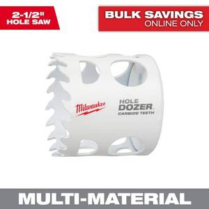 lot 124 image: Milwaukee Tool 2-12  HOLE DOZER with Carbide Teeth Hole Saw - Retail $27