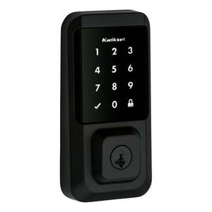 lot 134 image: Kwikset Halo Touchscreen Wi-Fi Smart Deadbolt Hardware Lock with Smartkey Matte Black - Retail $200