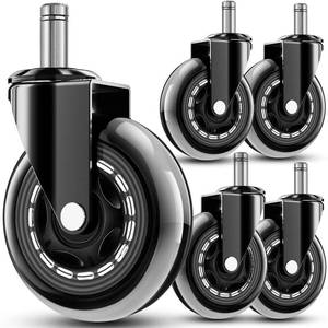 lot 2465 image: RidRed Office Chair Wheels - Replacement Rubber Wheels - Universal Fit 3 Inch Casters, Heavy-Duty Chair Casters, Noise Free, Fits 98% Chair, for All Floor (5) - Retail $24