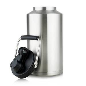 lot 2466 image: 1 Gallon Water Bottle Insulated Stainless Steel Keeps Ice 48Hr, Large Water Gallon Jug Wide Mouth Leakproof Vacuum for Gym, Camping, & Construction Stainless Steels - Retail $34