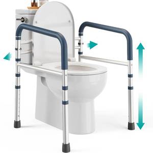 lot 2472 image: PELEGON Toilet Safety Rails (350 lb) - Adjustable Toilet Safety Frame & Rails, Toilet Safety Rail for Elderly Adults, Toilet Handles for Seniors, Toilet Bars for Elderly & Handicap - Retail $59