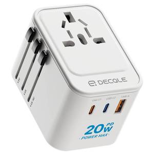 lot 2476 image: decqle Universal Travel Adapter, 2 USB-C �� 1 USB-A, Cover 200 Countries - Retail $13