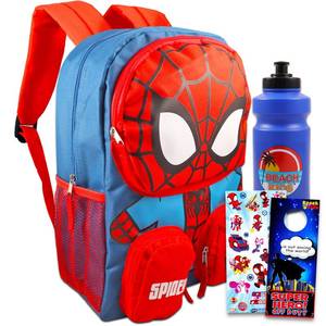 lot 2479 image: Spiderman Backpack for School Bundle w 16 Deluxe Bookbag for Boys - Retail $28