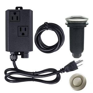 lot 2483 image: Garbage Disposal Air Switch Kit Dual Outlet Sink Top Waste Disposal Long Stainless Steel Brush Nickel OnOff Air Button Food and Waste Disposals Part by Etoolcity - Retail $27