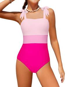 lot 2513 image: Dearnow Teen Swimsuits for Girls 12-14 One Piece Pink Casual Color-Block Adjustable Straps Girls Bathing Suit Swimwear 13-14 Y - Retail $20