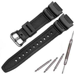 lot 2531 image: MCXGL Resin Replacement Watch Band Compatible with Casio AE1200WH F108WH AE-1300WH W218H SGW-300H W-800H Waterproof Rubber strap (18mm, BLACK) - Retail $9