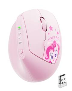 lot 2540 image: My Little Pony Ergonomic Vertical Mouse, VM01 Dual-Mode (2.4GHzBluetooth) Wireless Silent Mouse with LED Battery Indicator, 6 Buttons Silent Clicking Mouse for Wrist Comfort, PC, Laptop, Mac (Pink) - Retail $22