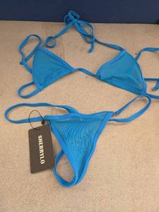 lot 2542 image: SHERRYLO Sheer Bikini Swimsuit See Through G String Thong Bikinis for Women M - Retail $20