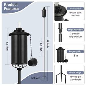 lot 2548 image: ZSZMFH 4 Pack Metal Torch for Outside, 16oz Outdoor Metal Torch Garden D�cor,59-Inch Upgraded Citronella Torches with 3-Prong Grounded Stake, Table Top Torches for Party Patio Pathway - Retail $30