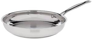 lot 2562 image: Cuisinart 10-Inch Open Skillet, Stainless Steel Skillet Large Kitchen Pan, Dishwasher Safe, Compatible with Induction, Electric, Gas Cooktops, Oven Safe Saucepan, Cool Grip Handles - Retail $45