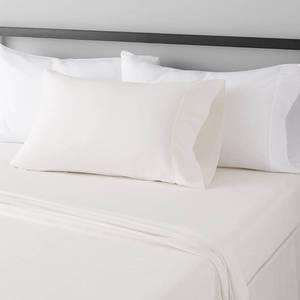 lot 2563 image: Amazon Basics Lightweight Breathable Wrinkle-Free Brushed Microfiber 3 Piece Bed Sheet Set with 14-Inch Deep Pockets, Twin, Cream, Solid - Retail $12