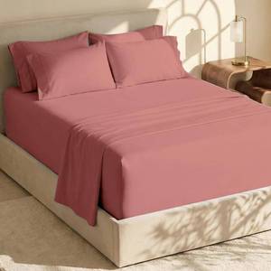 lot 2565 image: Hearth & Harbor Extra Deep Pocket Queen Sheets Sets - Fits Mattress 18-24 Inches Deep - Extra Deep Pocket Sheets - 6 Piece Queen Size - Misty Rose - Retail $26