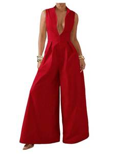 lot 2571 image: SOLY HUX Womens Summer Zipper Front Mock Neck Wide Leg Elegant Jumpsuit Medium - Retail $66
