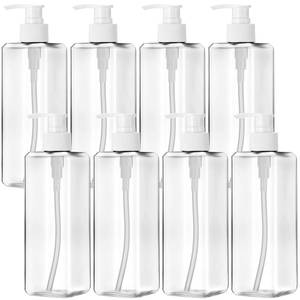 lot 2573 image: Didaey 8 Pcs Transparent Plastic Bottles with Pump 16 oz Refillable Shampoo Dispenser Empty Body Wash Soap Conditioner Lotion Bottles for Bathroom, Kitchen Sink, Hotel, Salon, Cosmetic - Retail $18