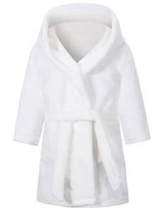 lot 2596 image: ECGK Girls Robe,Cute & Fleece Hooded Robe With Belt for Girls, 12 Months - 18 Years White 6-8 Years - Retail $20