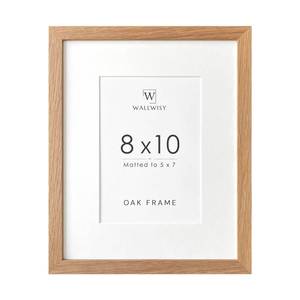 lot 2626 image: wallwisy 8x10 Picture Frame, Solid Oak Wood 8x10 Frames with Mat to 5x7 - Retail $12