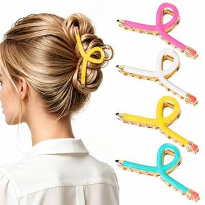 lot 2629 image: 4 PCS Pencil Hair Claw Clips for Women, Teacher Hair Clips for Thick Thin Hair, Cute Back to School Hair Accessories, Teacher Appreciation Gifts - Retail $8