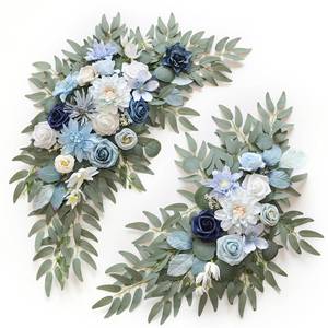 lot 2640 image: WEIERYUE Artificial Wedding Arch Flowers Kit(Pack of 2) for Wedding Arch, Bridal Shower, Ceremony and Reception Backdrop Decoration (Blue Inspiration) - Retail $56