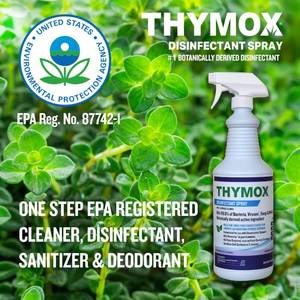 lot 2648 image: Thymox Botanical Disinfectant Spray 32 oz - All Natural Multipurpose Cleaner, Pet Friendly, Hospital Grade Disinfectant, Kitchens, Pet Hospitals, Vet Clinics, Restoration, Lemongrass Fragrance - Retail $14