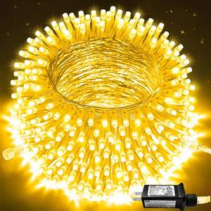 lot 2654 image: JMEXSUSS Connectable 250 LED Warm White Christmas Lights Indoor Outdoor - Retail $23