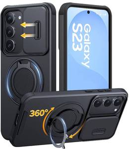 lot 2672 image: JAME for Samsung Galaxy S23 Case with Ring Stand & Slide Camera Cover Black - Retail $10