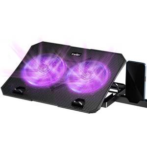 lot 2692 image: KeiBn Upgrade Laptop Cooling Pad, KeiBn Laptop Cooler 2 Fans for 10-15.6 Inch Laptops, 5 Height Stands, 2 USB Ports (S039-Purple) - Retail $18