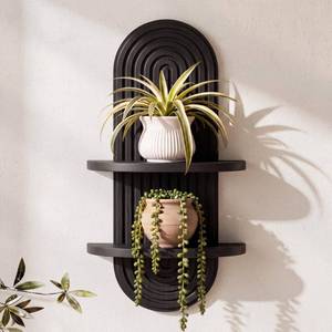 lot 2710 image: Heiple Boho Arched Floating Shelves, Black, 22-1 Pcs - Retail $1,906