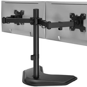 lot 2712 image: ErGear Freestanding Dual Monitor Stand for 2 Screens up to 32 inch, Heavy Duty Monitor Mount Holds Max 22 lbs per Arm, Height Adjustable Computer Monitor Stand for Desk, VESA 75x75100x100mm, Black - Retail $32